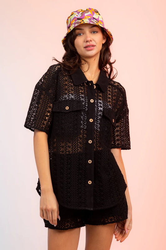 Button Up Shorts Set