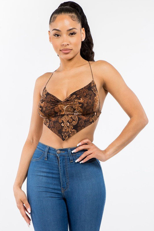 Brown Print Crop Top