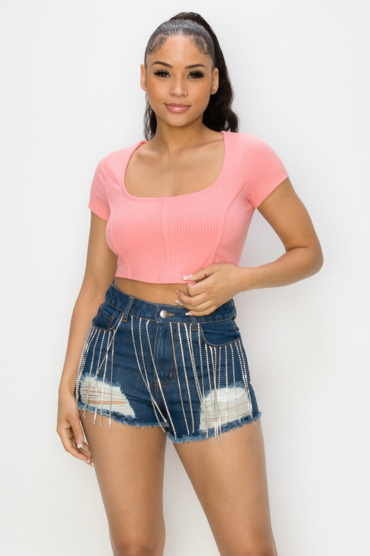 Peach Crop Top