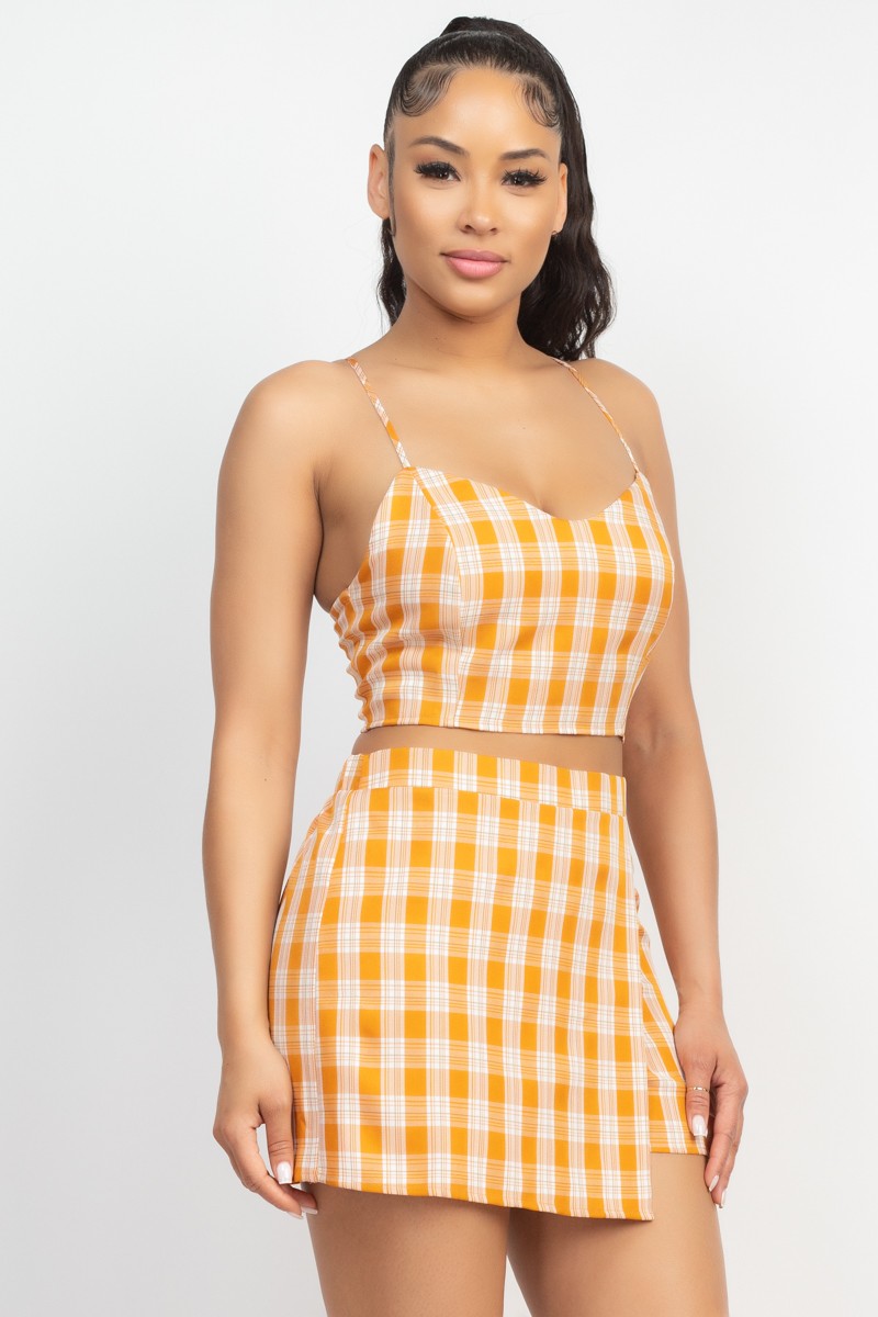 Checkered Skirt Set