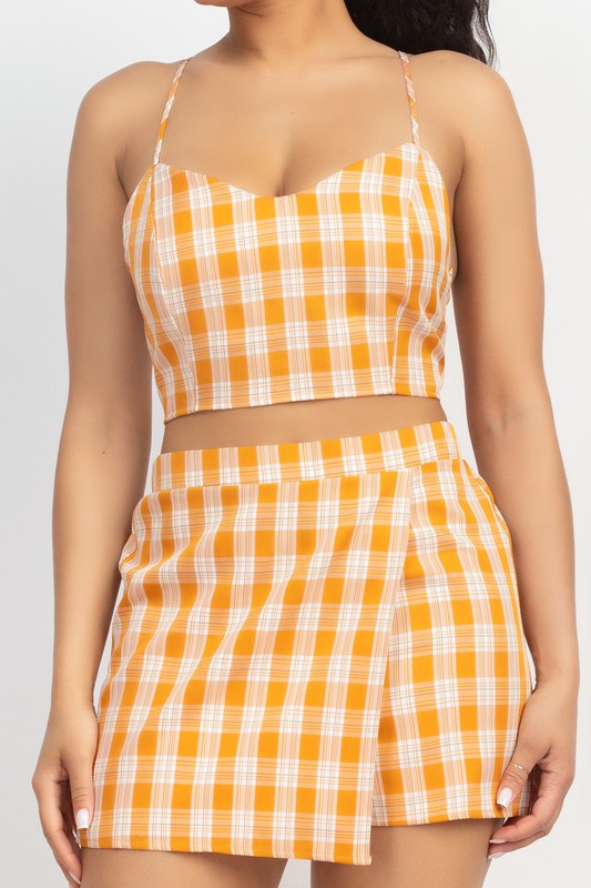 Checkered Skirt Set