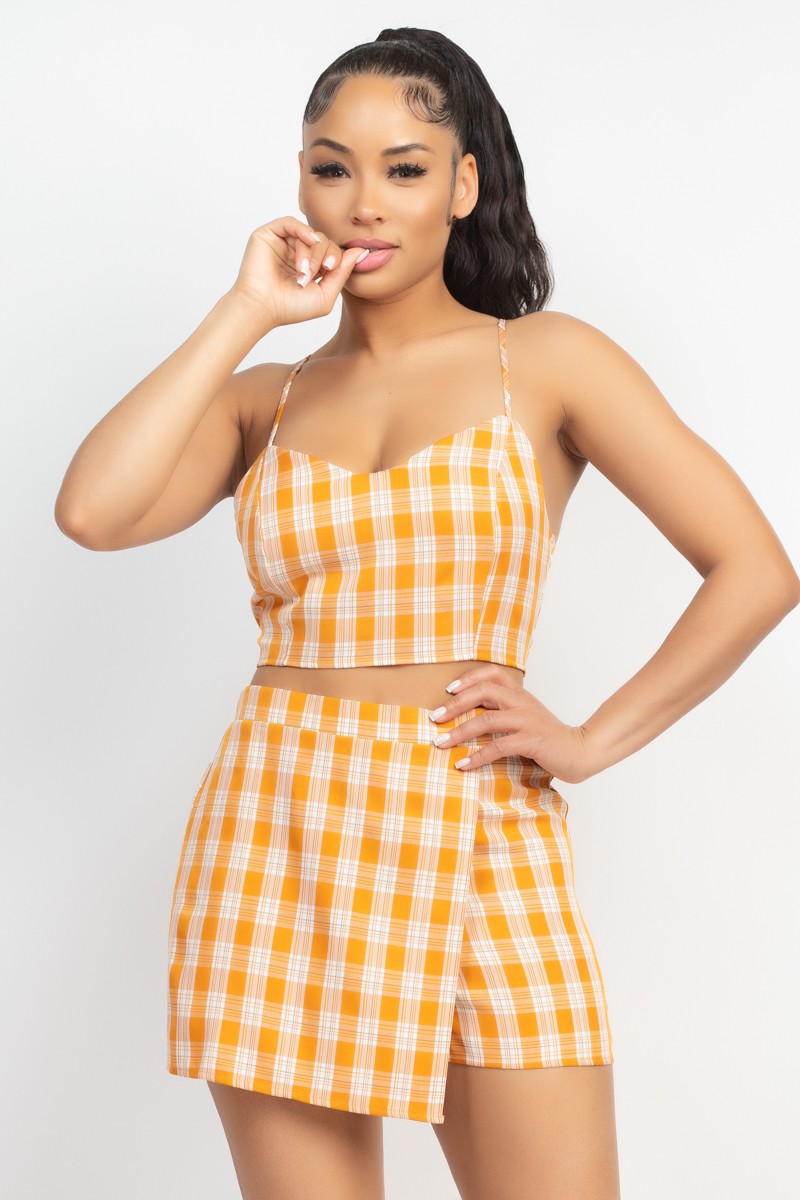 Checkered Skirt Set