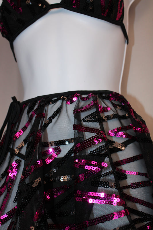 3 piece sequin skirt set