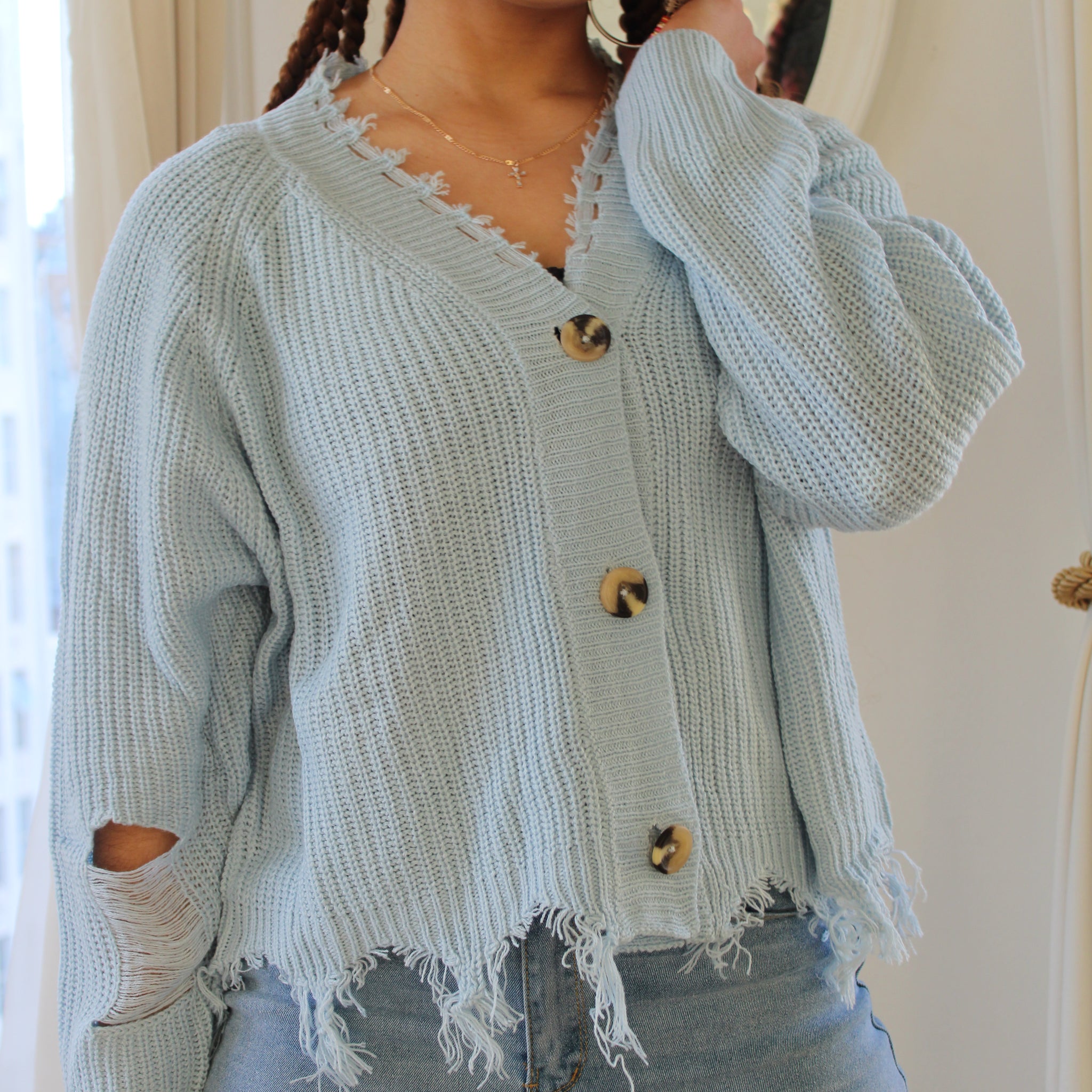 Knitted Button Front Cardigan