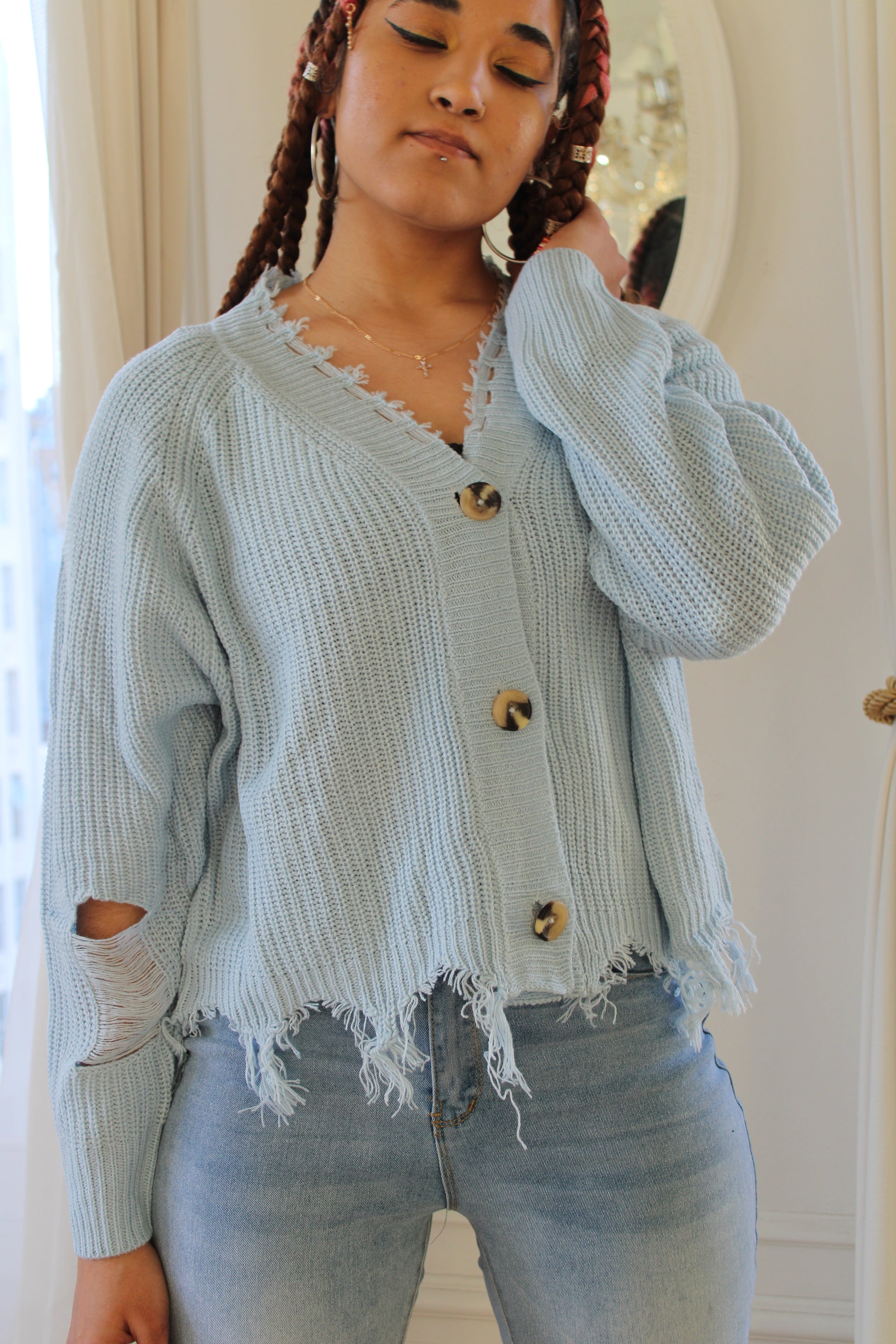 Knitted Button Front Cardigan