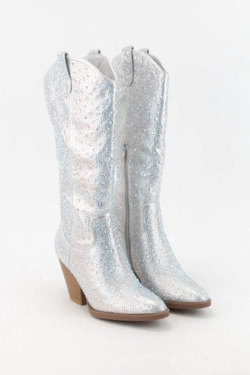 RHINESTONE JEWELED MID-CALF GLAM WESTERN BOOTS