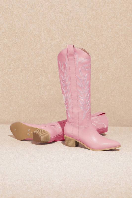 Women's High Tube Boots Inlay Hot Pink