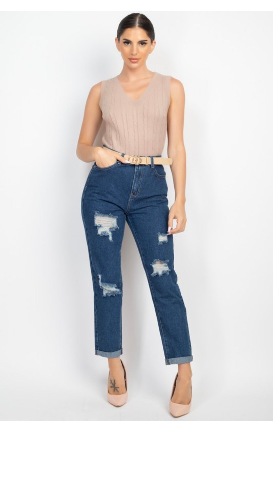 Lindsey Distressed Denim Jean