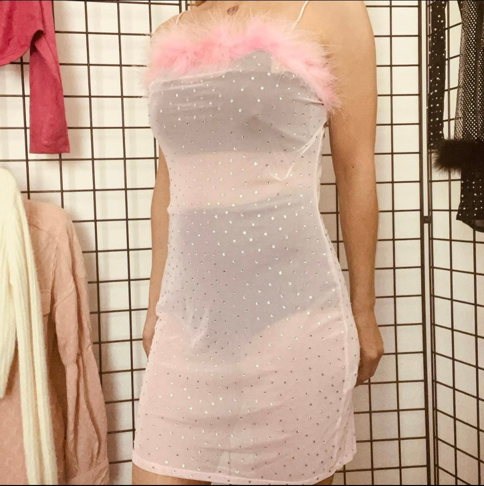 Mesh Stud Mini Dress