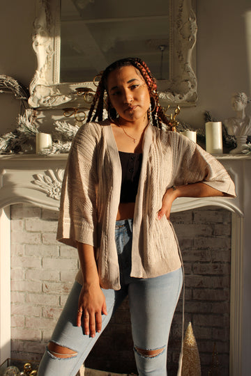 Open Front Tie Sweater Cardigan