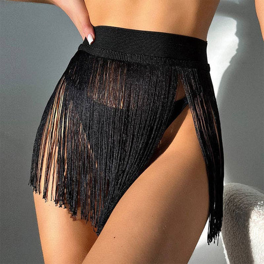 Ladies See Sheer Solid Color Tassel Covers