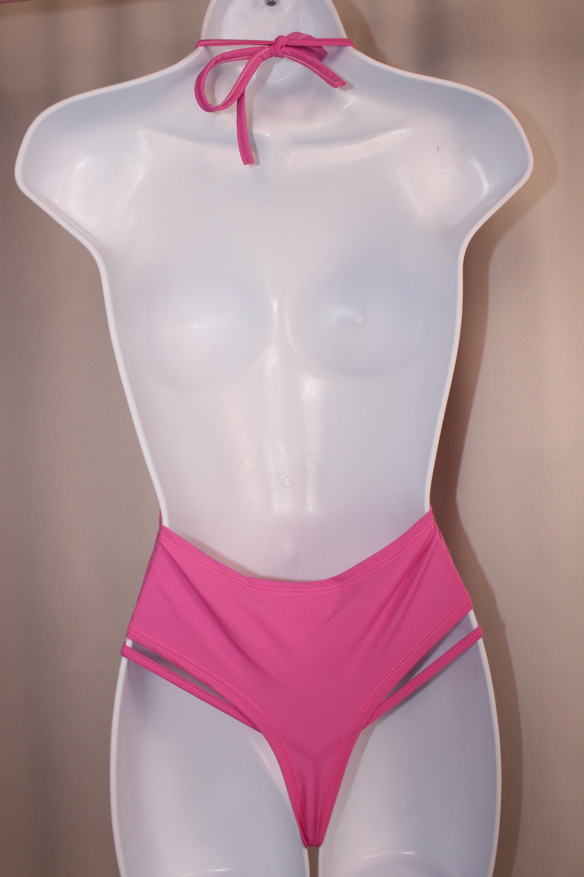 Hot Pink One Piece Dancewear with Matching Thong Tie at the neck