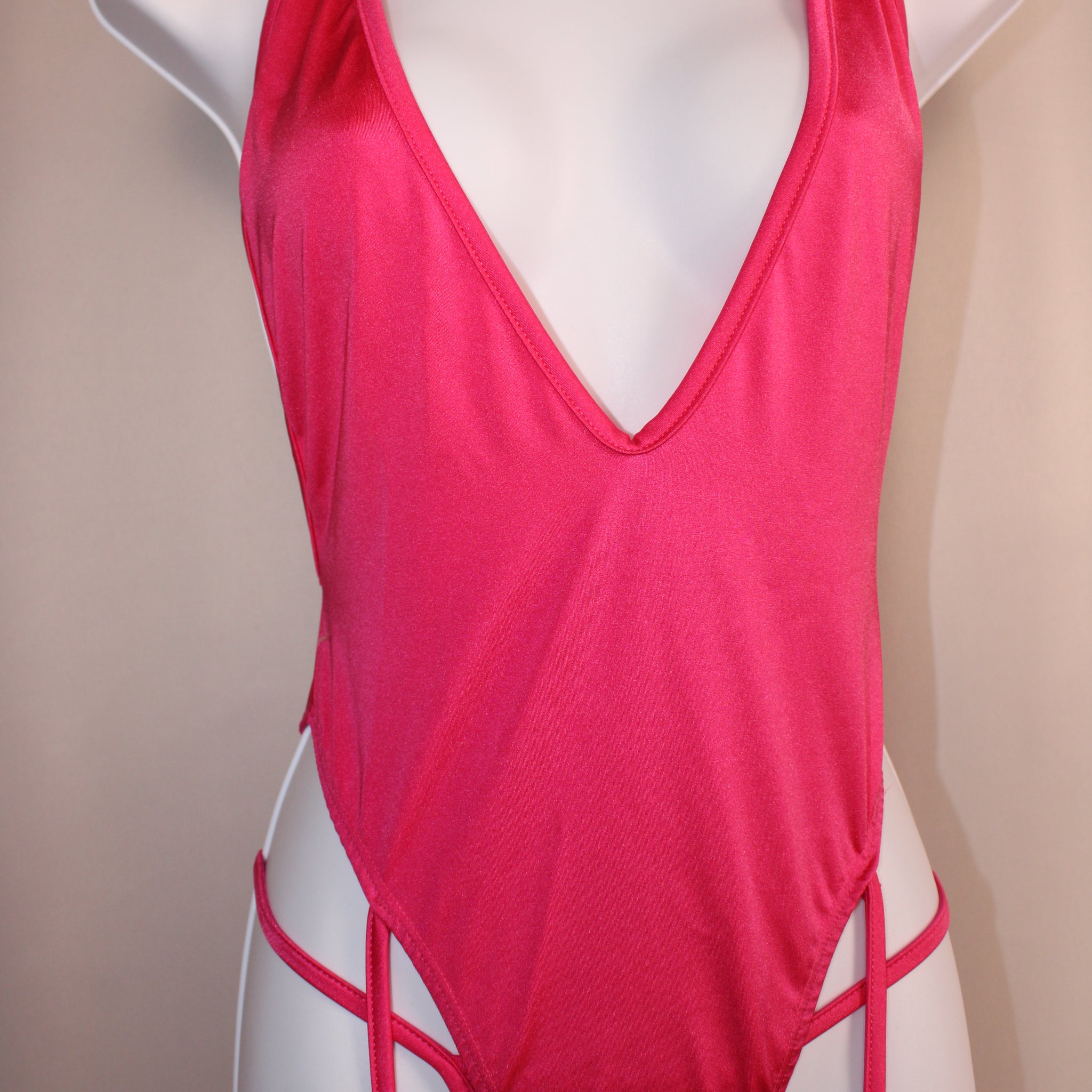 Hot pink One Piece Criss cross back with matching thong