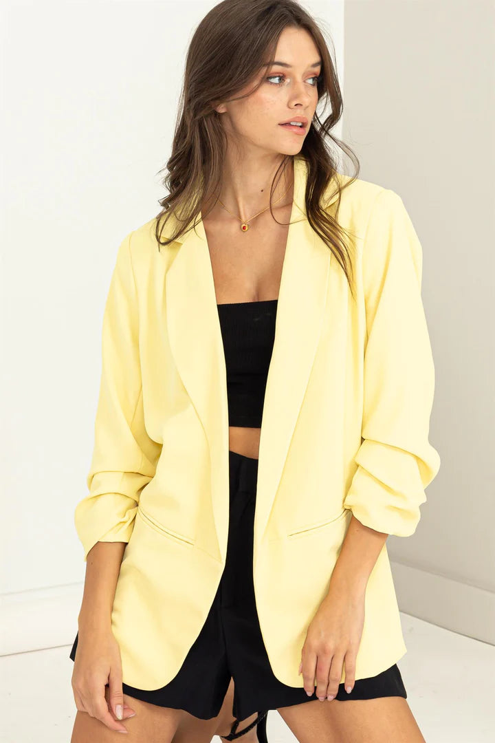 Ruched Sleeve Blazer