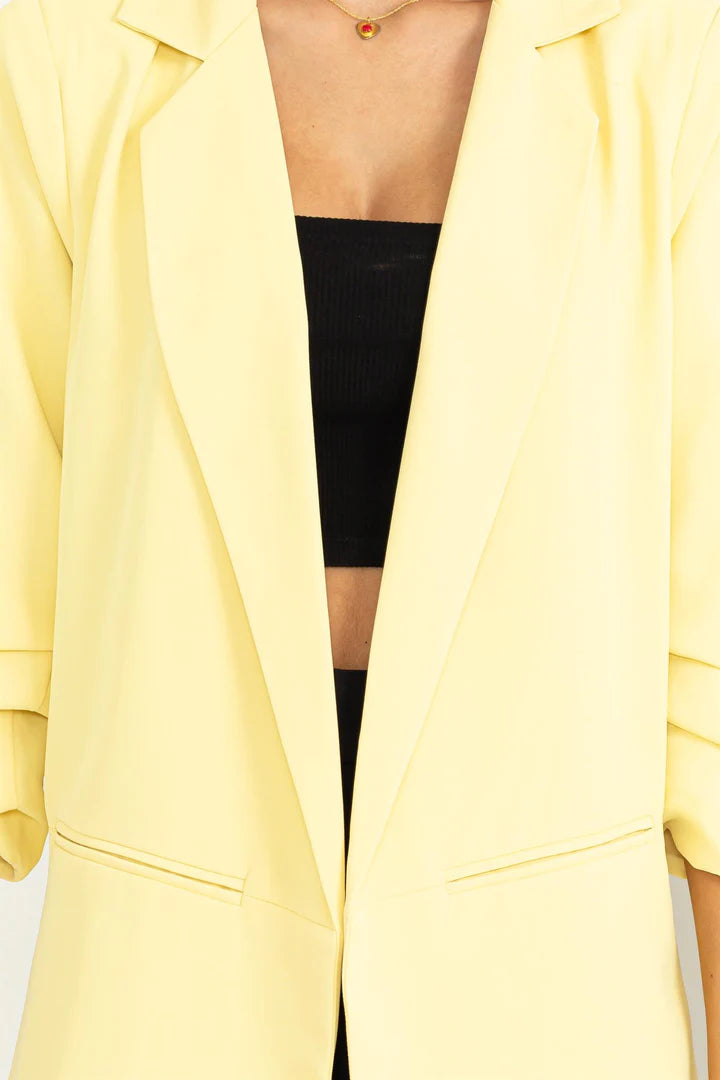 Ruched Sleeve Blazer