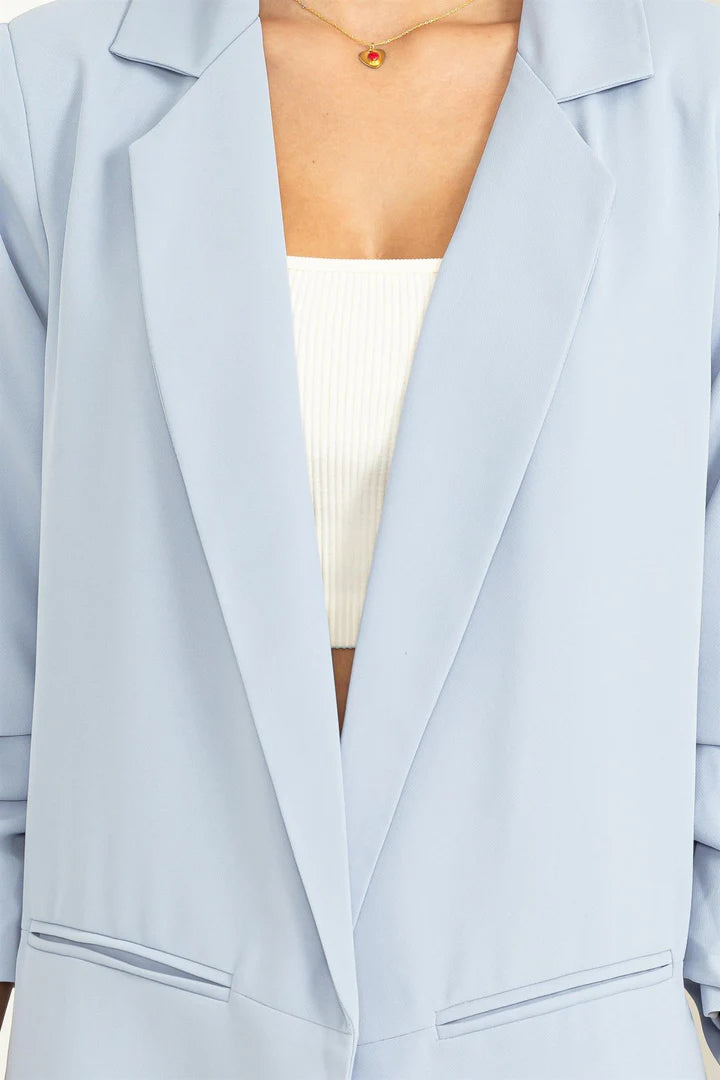 Ruched Sleeve Blazer