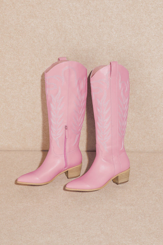 Women's High Tube Boots Inlay Hot Pink