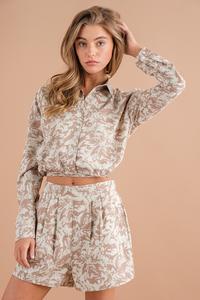 Wrap Waist Shirt with Shorts Set